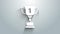 White Award cup icon isolated on grey background. Winner trophy symbol. Championship or competition trophy. Sports