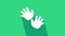 White Baby hands print icon isolated on green background. 4K Video motion graphic animation