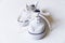 White baby sneakers. Maternity and newborn concept