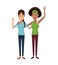 White background with color graphic of couple of women one caucasian and one afro american