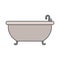 White background with color silhouette of bathtub icon with thin contour