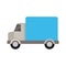 White background with color silhouette of truck with wagon