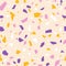 White background with colored stones. Vector terrazzo seamless pattern.