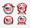 White background of colorful set flags united states of america with arch of leaves and label tape