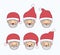 White background with face cute caricature set of santa claus