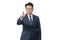 White background and gestures of an Asian middle-aged businessman