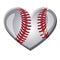 white background of heart with texture of baseball ball