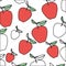 White background with pattern color sections of apple fruits