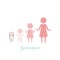 White background with pink color silhouette pictogram female generations people
