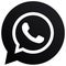 White background rounded black & white whatsapp logo