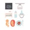 White background silhouette colorful and realistic set pregnancy icons