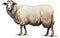 White Background Sticker Full Body Sheep. Generative AI