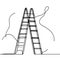 On a white background, there is an image depicting two ladders resting against each other.