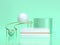 White ball 3d rendering abstract geometric shape still life set green white scene cylinder green white sphere