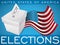 White Ballot Box and Waving American Flag Promoting U.S.A. Elections, Vector Illustration