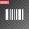 White Barcode icon isolated on transparent background. Vector Illustration