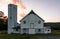 White Barn and silo at sunset late summer