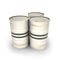 White barrels on a white background