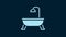 White Bathtub icon isolated on blue background. 4K Video motion graphic animation