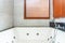 White bathtub and Jacuzzi decoration interior of bathroom