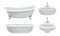 White Bathtub and Sink Basin with Tap as Home Amenity Vector Set