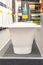 White bathtubs in a hardware store. vertical photo