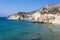 White beach and coastline at the Greek island of Milos