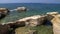 White beach. Mediterranean Sea. Sea landscape of Cyprus with a rocky shore.