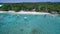 White Beach Seashore in Moalboal, Cebu, Philippines. Beautiful Landscape with Seashore and People in Background