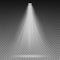 White Beam Lights Spotlights Vector. Transparent Effect. Bright Lighting With Spotlights.