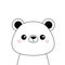 White bear face . Black contour silhouette. Kawaii animal. Cute cartoon grizzly character. Funny baby with eyes, nose, ears. Love