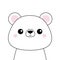 White bear face . Black contour silhouette. Kawaii animal. Cute cartoon grizzly character. Funny baby with eyes, nose, ears pink c