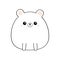 White bear face head body. Kawaii animal. Cute cartoon grizzly character. Black contour silhouette. Doodle linear sketch. Pink