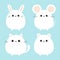 White bear, mouse, cat kitten kitty, rabbit hare icon set. Kawaii animal. Cute cartoon character. Funny baby. Love card. Flat