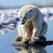 A White Bear Shrinking on an Ice Floe