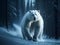 White bear in the wild. North winter snow. Wild Polar bear roaring aggressively running towards camera. Ai Generated