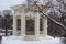 White beautiful gazebo in the Park in nature.