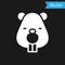 White Beaver animal icon isolated on black background. Vector