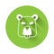 White Beaver animal icon isolated with long shadow background. Green circle button. Vector