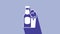 White Beer bottle and glass icon isolated on purple background. Alcohol Drink symbol. 4K Video motion graphic animation