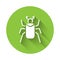 White Beetle bug icon isolated with long shadow. Green circle button. Vector