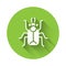 White Beetle bug icon isolated with long shadow. Green circle button. Vector