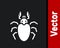 White Beetle deer icon isolated on black background. Horned beetle. Big insect. Vector