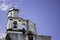 White bell tower with colonial architecture of a church in San Miguel de Allende, Guanajuato, Mexico