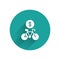 White Bicycle rental mobile app icon isolated with long shadow background. Smart service for rent bicycles in the city