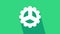 White Bicycle sprocket crank icon isolated on green background. 4K Video motion graphic animation