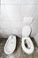 White bidet and toilette from above