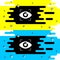 White Big brother electronic eye icon isolated on black background. Global surveillance technology, computer systems and