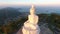 White Big Buddha Statu. Popular Tuoristic Viewpoint Place. Natural Sunrise Light. HD Aerial View. Phuket, Thailand.
