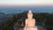 White Big Buddha Statue Aerial View. Chalong, Phuket Island, Thailand. HD.